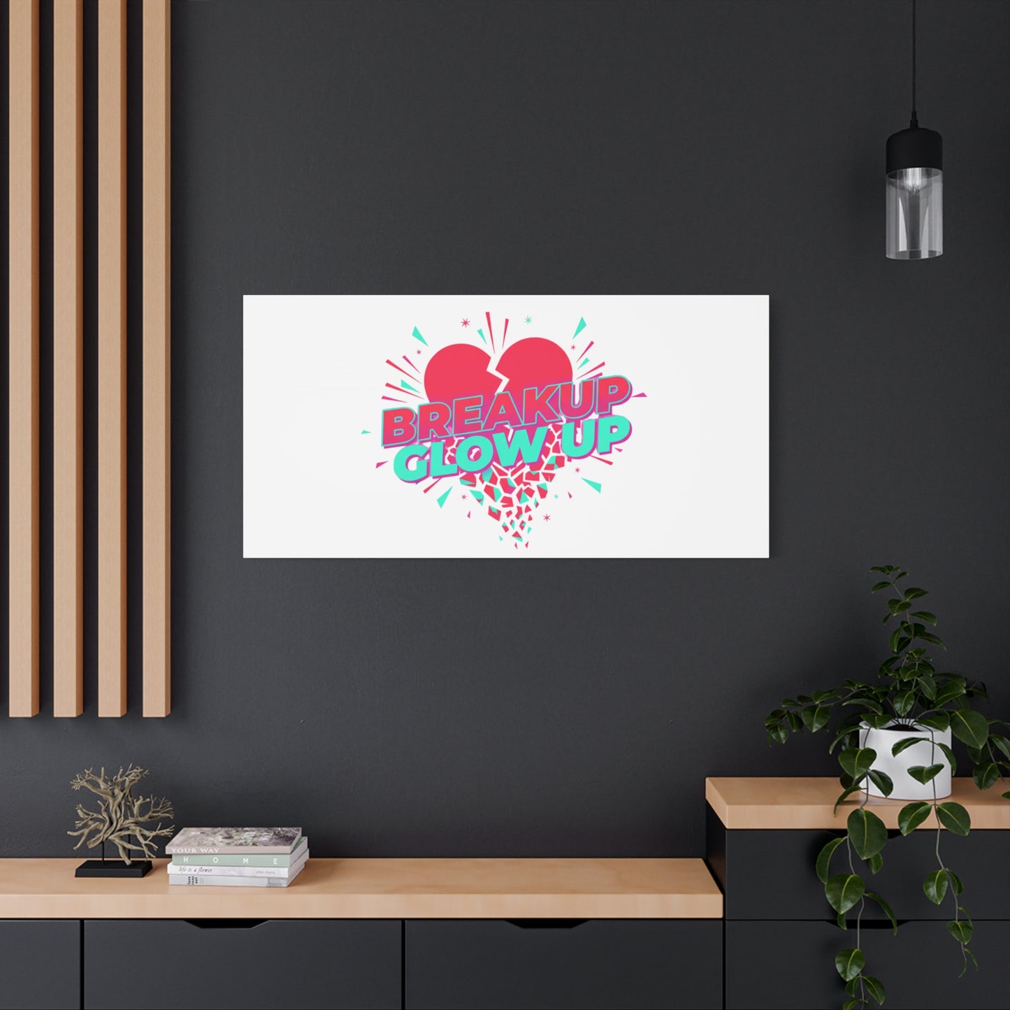 Breakup Glow Up Canvas, Matte Stretched Heart Graphic | self upgrade, single era