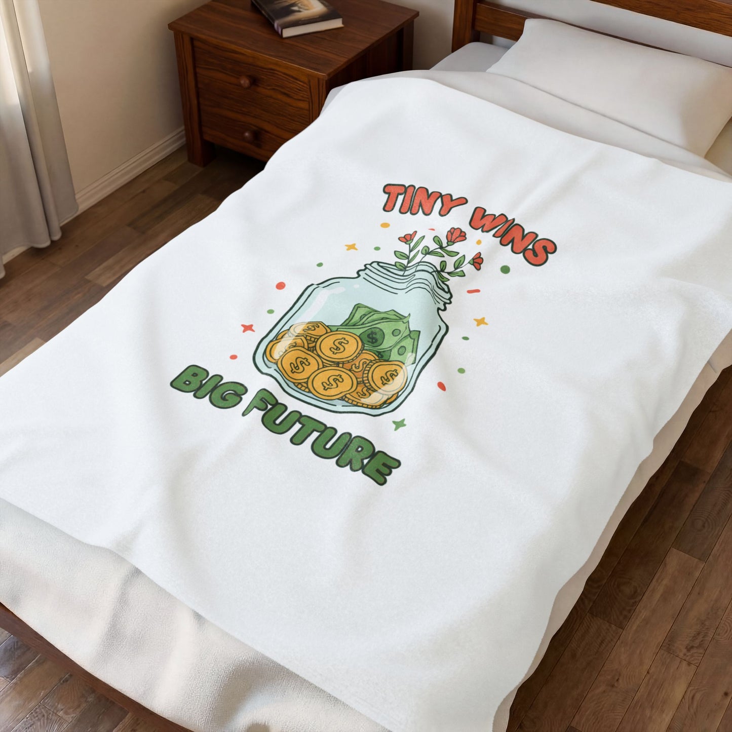 Tiny Wins Big Future Blanket | budget life, small wins, frugal humor