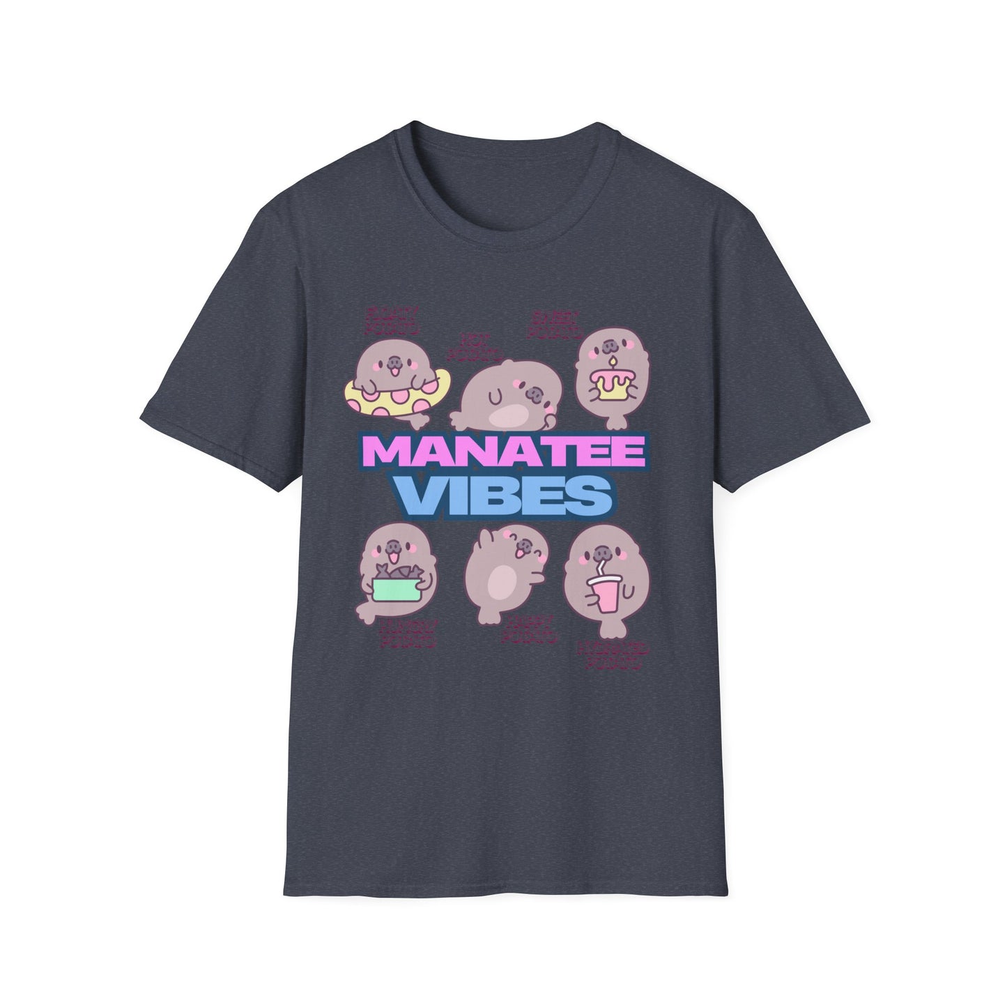 Manatee Vibes T-Shirt — Cute Cartoon Sea Cow Graphic Tee