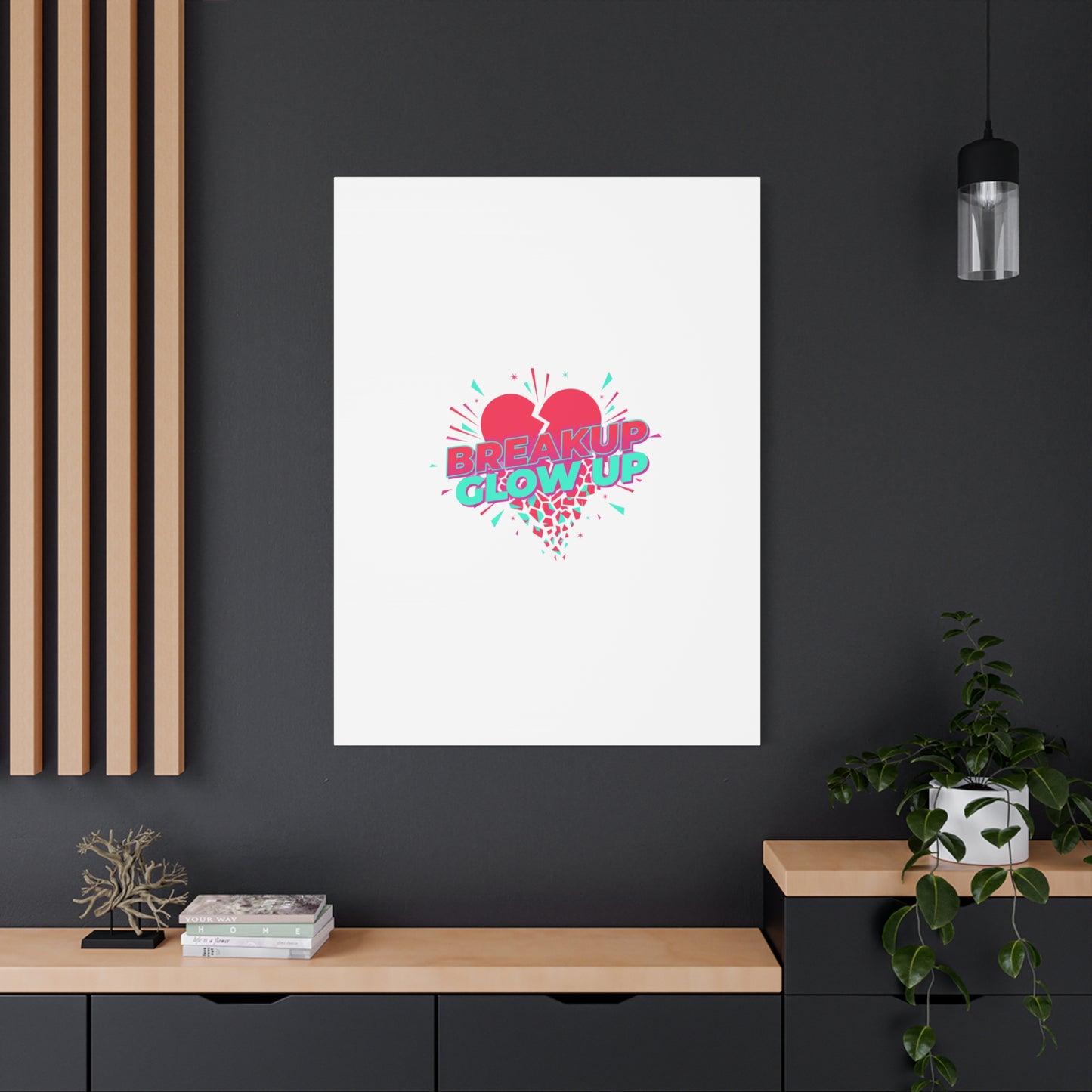 Breakup Glow Up Canvas, Matte Stretched Heart Graphic | self upgrade, single era