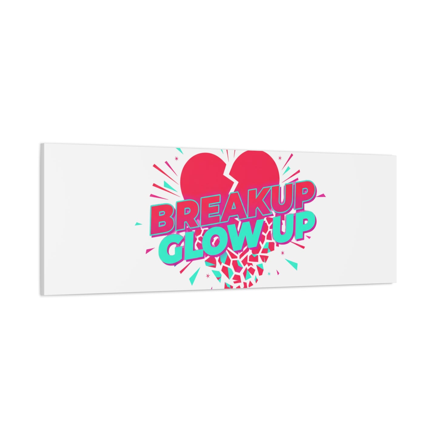 Breakup Glow Up Canvas, Matte Stretched Heart Graphic | self upgrade, single era