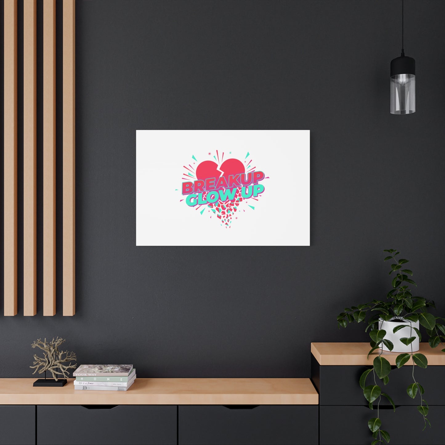 Breakup Glow Up Canvas, Matte Stretched Heart Graphic | self upgrade, single era