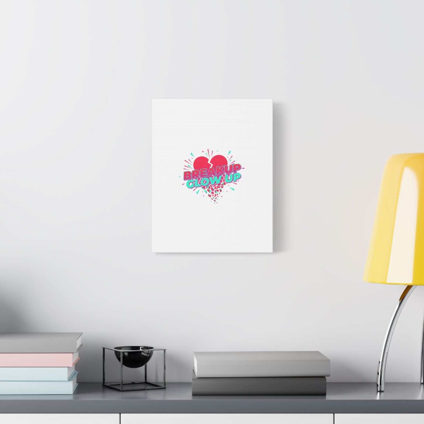 Breakup Glow Up Canvas, Matte Stretched Heart Graphic | self upgrade, single era