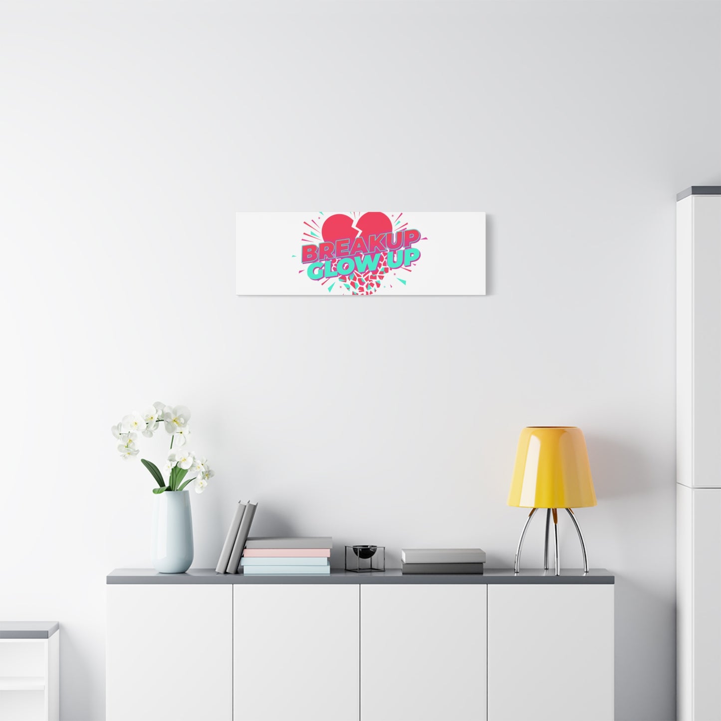 Breakup Glow Up Canvas, Matte Stretched Heart Graphic | self upgrade, single era