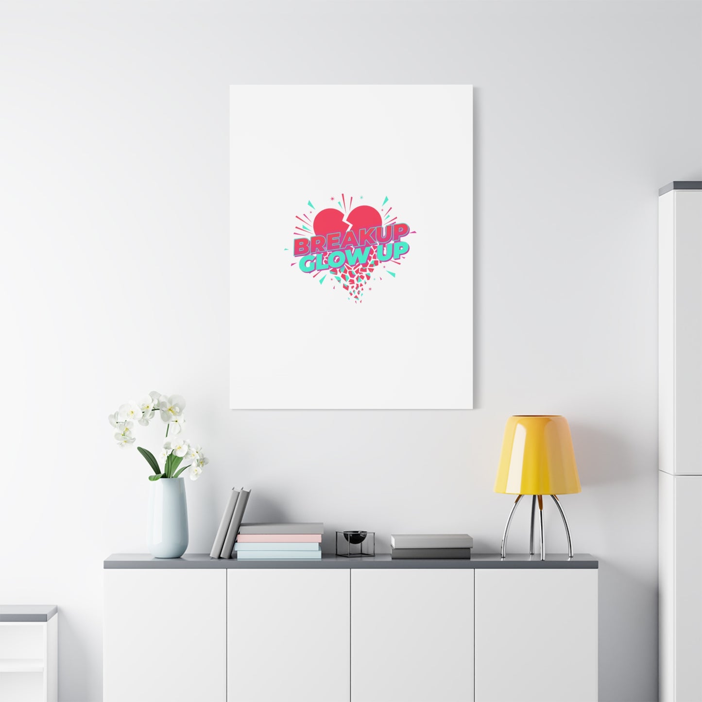 Breakup Glow Up Canvas, Matte Stretched Heart Graphic | self upgrade, single era